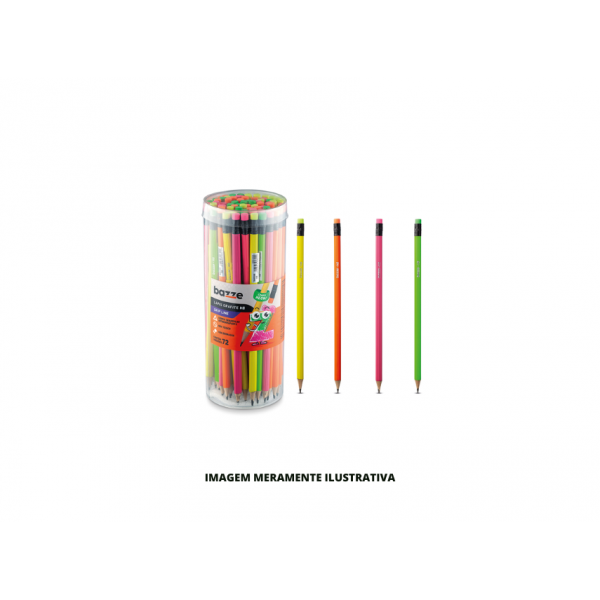 LAPIS GRAFITE - BAZZE - BORRACHA HB NEON - PT72